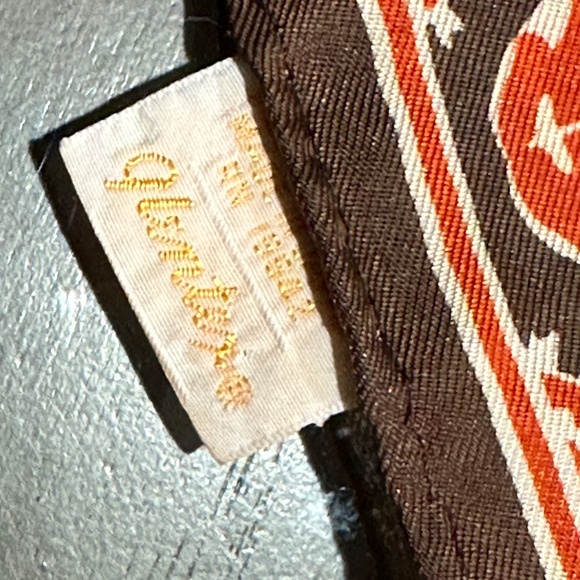 Brown Orange Cream Glentex Acetate MCM Scarf - Picture 5 of 15